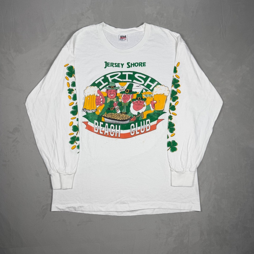 90s Mens Anvil Jersey Shore Irish Beach Club St Patricks Day Shirt XL